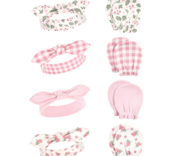 Hudson Baby Girls’ Cotton Headband and Scratch Mitten Set