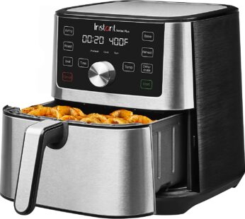 Instant Vortex Plus 4 Quart Air Fryer, Customizable Smart Cooking Programs, Digital Touchscreen and Non-Stick Air Fryer Basket, Stainless Steel