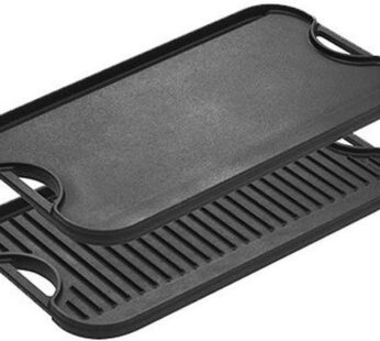 Lodge Pre-Seasoned Cast Iron Reversible Grill/Griddle With Handles, 20 Inch x 10.5 Inch – One tray