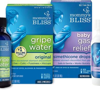 Mommy’s Bliss Gripe Water Original 2 Fl Oz & Baby Gas Relief Drops 1 Fl Oz Combo Pack, Helps Relieve Baby’s Gas, Colic, Hiccups & General Fussiness, Safe & Gentle for Babies, Total 3 Fl Oz