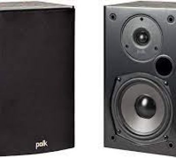 Polk Audio T15 100 Watt Home Theater Bookshelf Speakers – Hi-Res Audio with Deep Bass Response | Dolby and DTS Surround | Wall-Mountable| Pair, Black