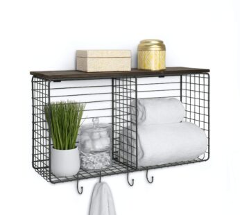 Spectrum Diversified Vintage Extra Large Cabinet & Wall-Mounted Basket for Storage & Organization Rustic Farmhouse Decor, Sturdy Steel Wire Storage Bin, Industrial Gray
