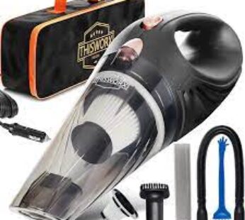 THISWORX Car Vacuum Cleaner – Portable, High Power, Handheld Vacuums w/ 3 Attachments, 16 Ft Cord & Bag – 12v, Auto Accessories Kit for Interior Detailing – Black