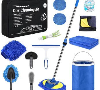 VEEAPE Car Wash Kit 14Pcs Car Detailing Kit, Car Cleaning Kit Car Accessories for Women, Car Wax Cleaning Supplies Interior Exterior Cleaner – Cleaning Gel, Car Wash Brush with Long Handle, Bucket